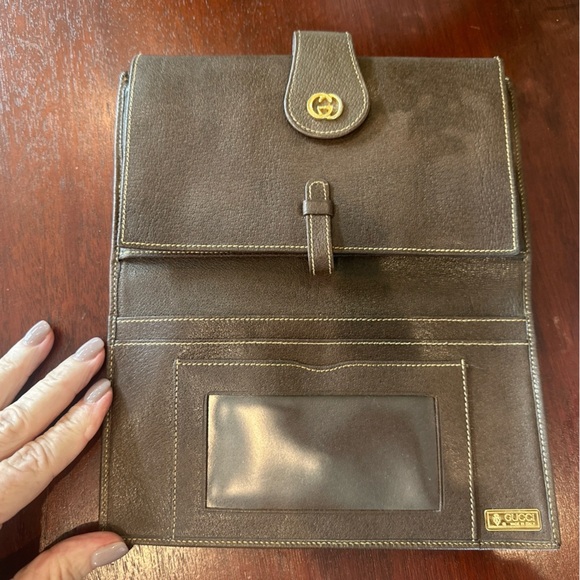 Rare 1970s Vintage GUCCI Trifold Brown Monogram Wallet EUC - Picture 8 of 12